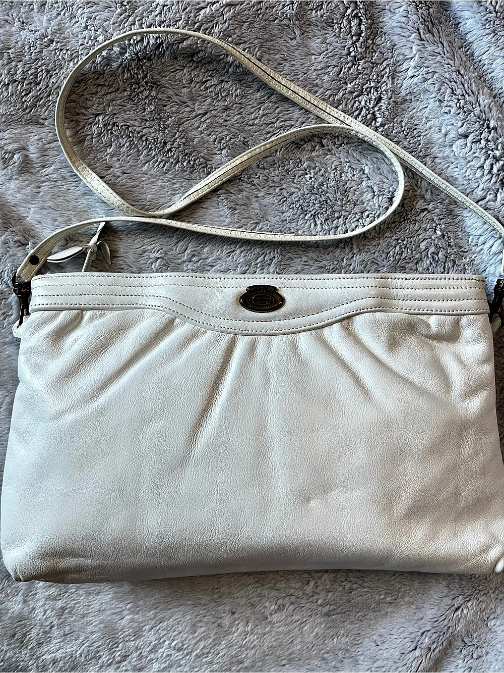 Etienne Aigner White Leather Crossbody Clutch Bag